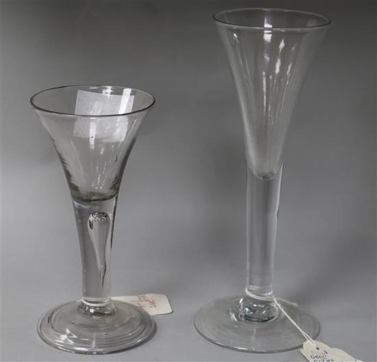 Two George II conical glass cordials Largest 20cm